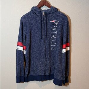 Blue Patriots Hoodie with Red and White Accents
